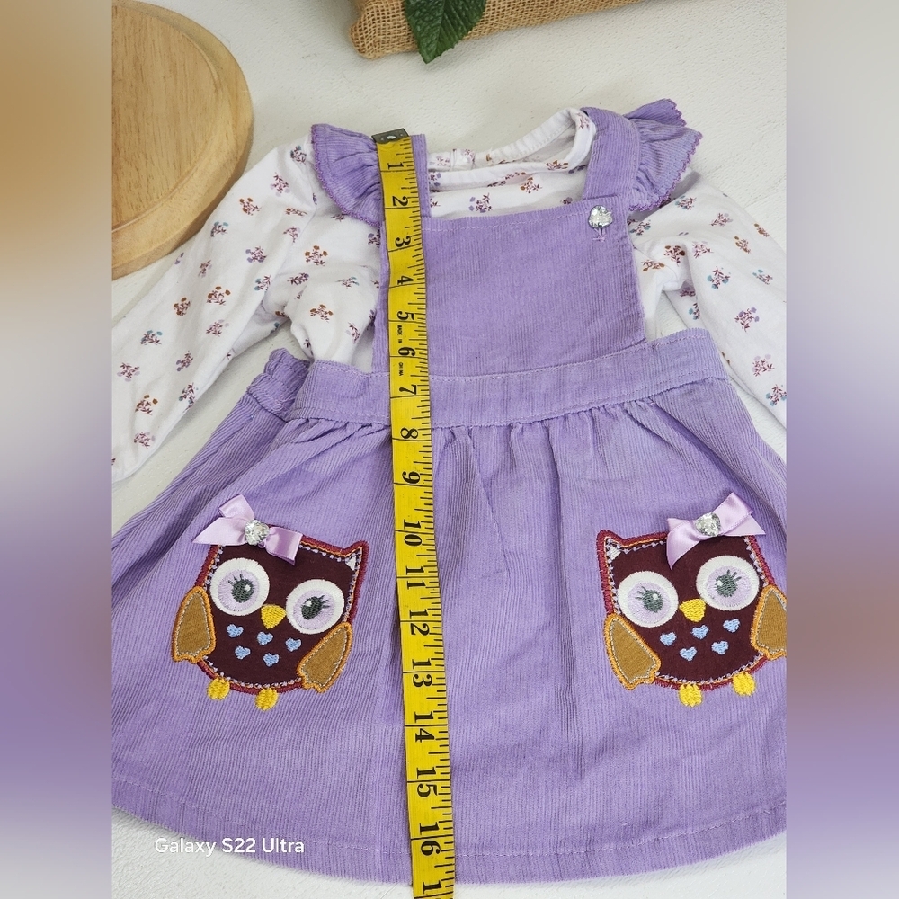 Nannette Lavender Owl Pinafore Dress - Picture 3 of 5